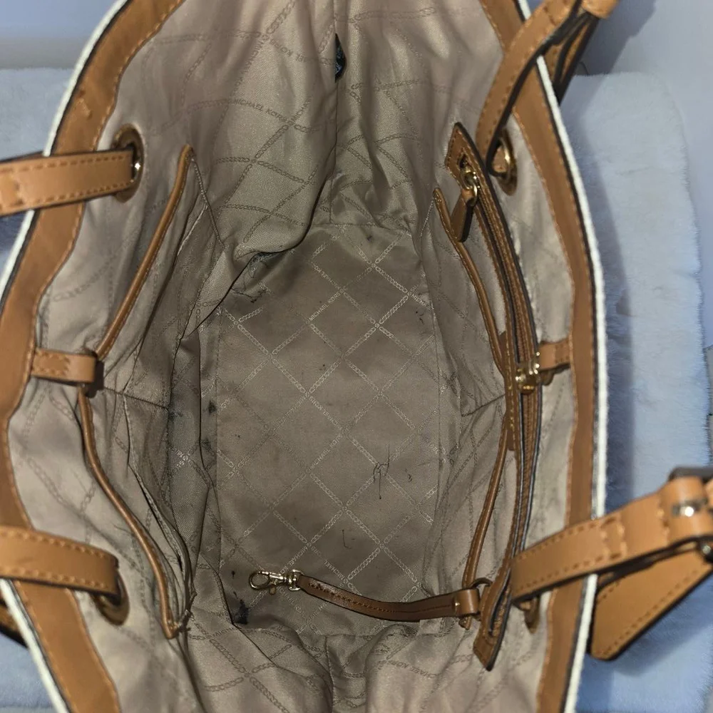 Michael Kors Jet Set Tote Bag Medium White and Brown